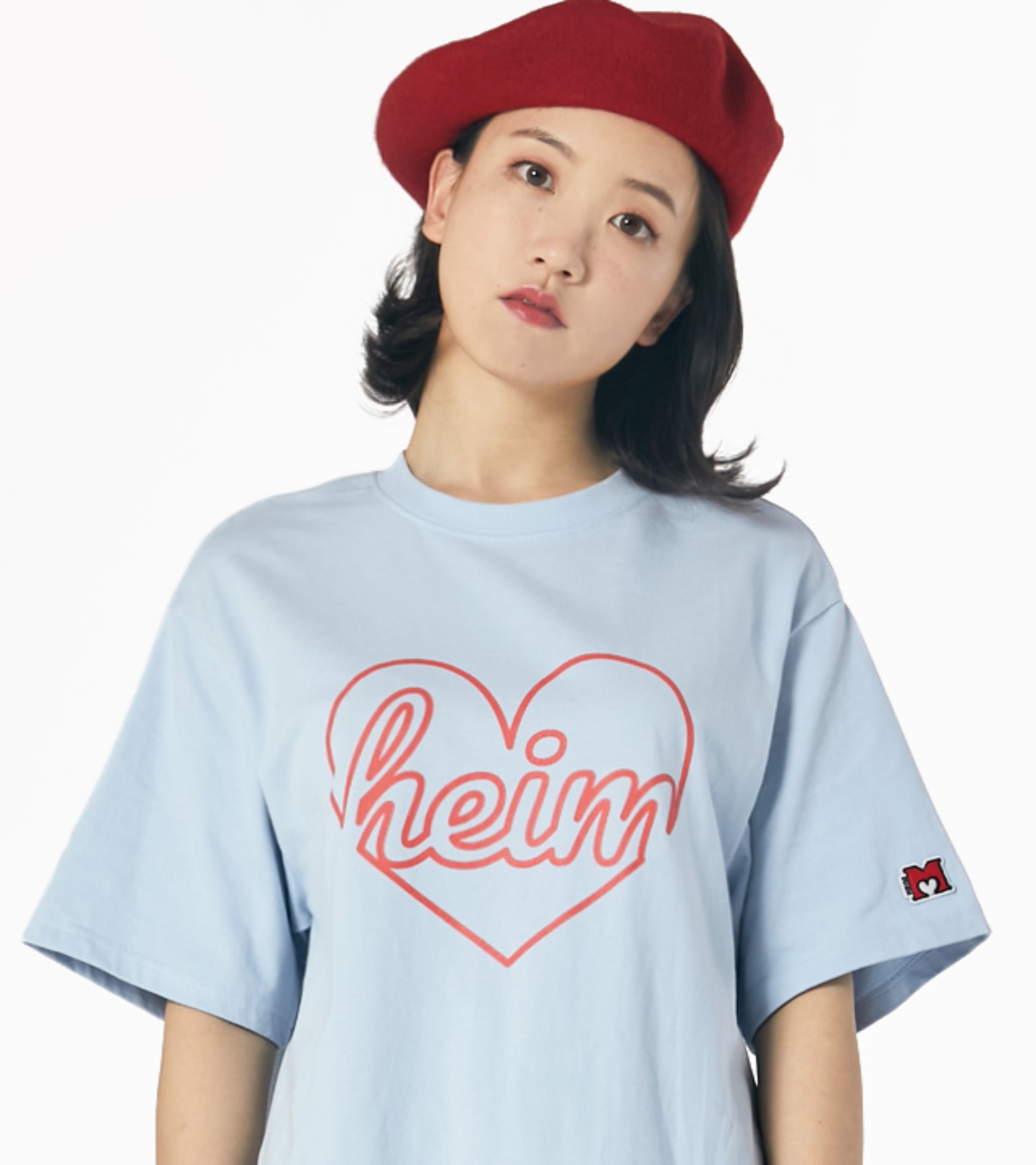 big heart logo T-shirt (LIGHT BLUE) - by HEIM