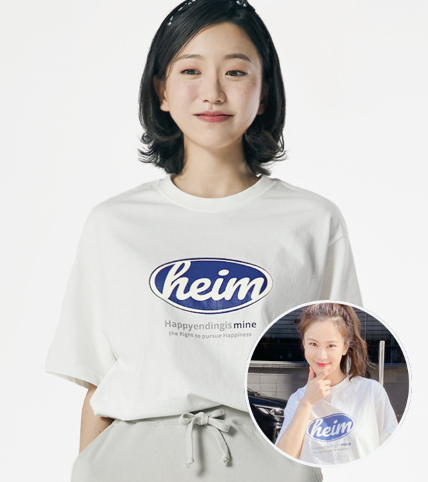 [김지민 착용] middle circle logo T-shirt (WHITE) - by HEIM